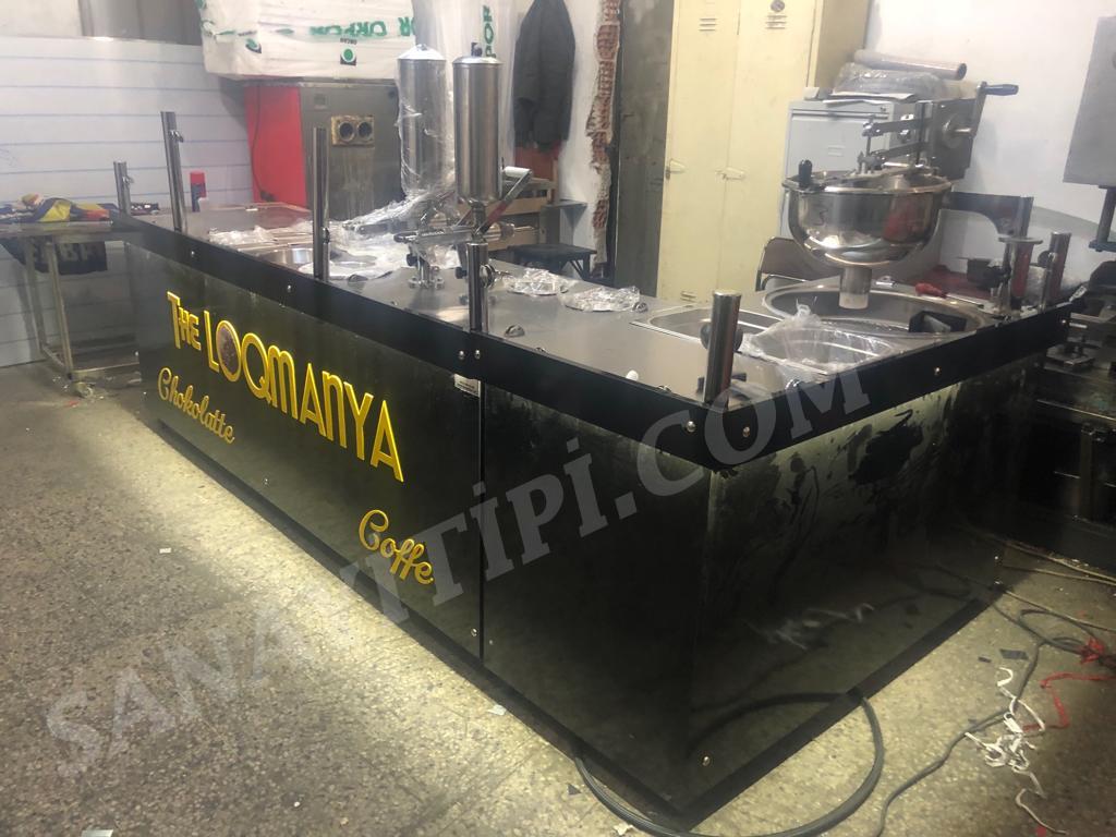 çikolatalı Lokma Sunum Tezgahı   2 Adet çikolatalı Lokma Makinesi   çikolatalı Lokma Tezgahı