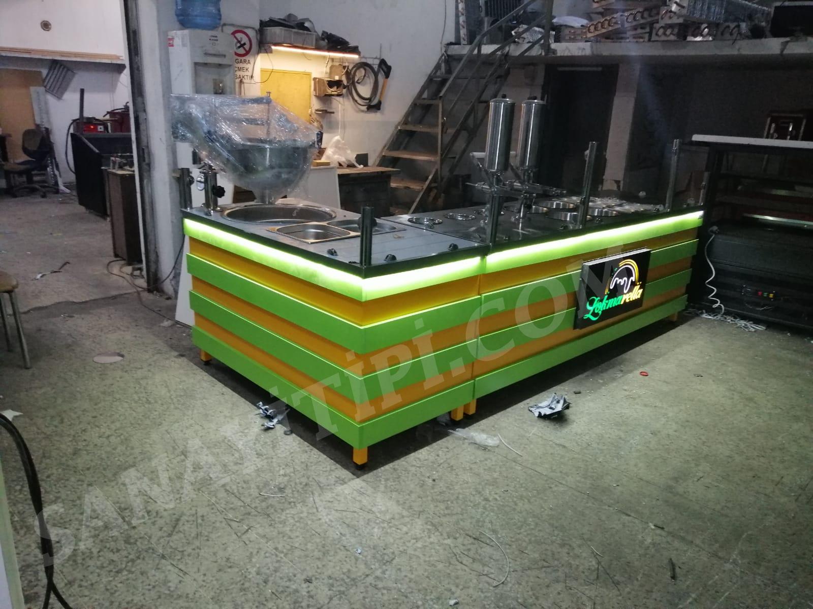 çikolatalı Lokma Tezgahı   2 Adet çikolata Dolum Makinesi   Lokma Sunum Tezgahı