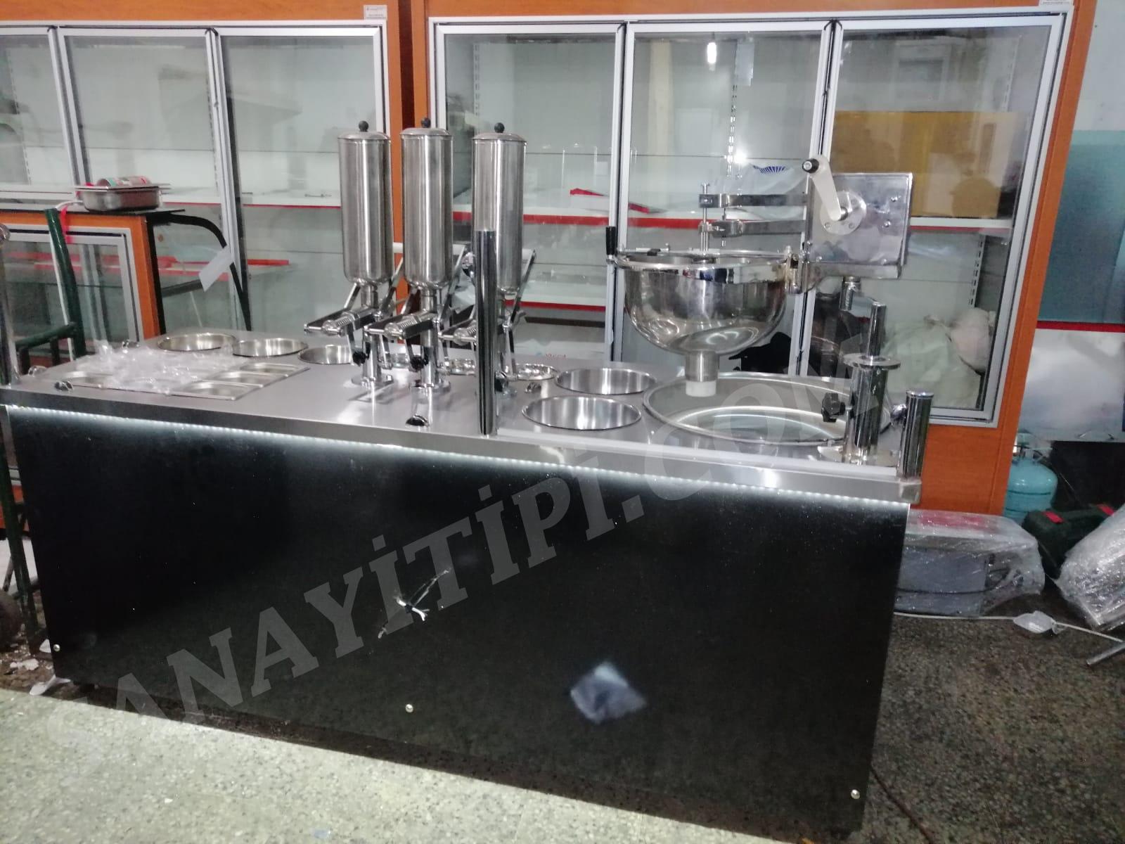 çikolatalı Lokma Tezgahı   3 Adet çikolata Dolum Makinesi   Lokma Sunum Tezgahı