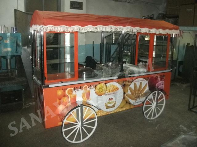 Çubukta patates + bardakta mısır + sıkma portakal  seyyar arabası