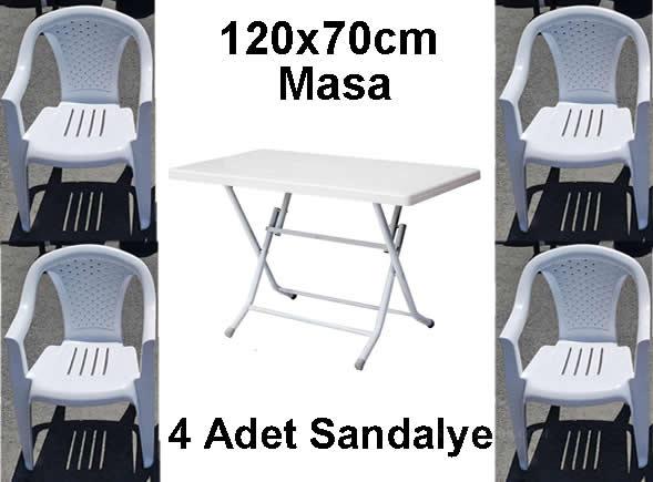 120x70cm Katlanır Plastik Masa Sandalye Takımı