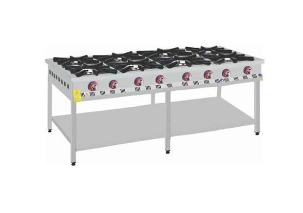 8 Gözlü Taban Raflı Lokanta Ocağı