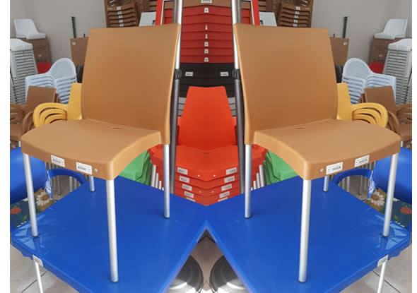 Açık Brown Plastic Chair Armless Aluminum Legged