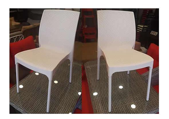 Aluminum Legged White Plastic Chair