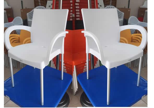 White Plastic Chair Armchair Aluminum Legged