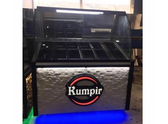 Dekorlu Beyaz Doğaltaşlı Kumpir Dolabı