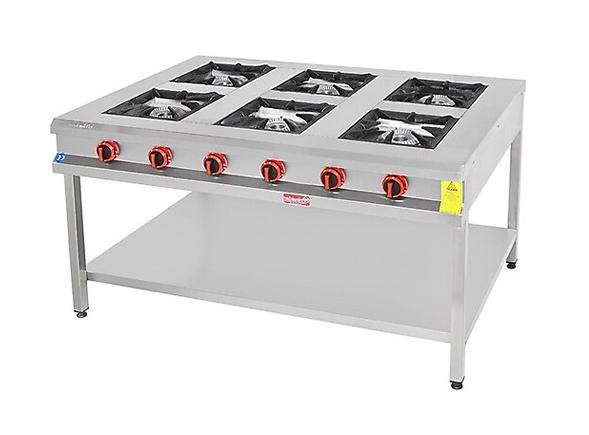 Endüstriyel Mutfak Ocakları 6 Gözlü Taban Raflı Ocak