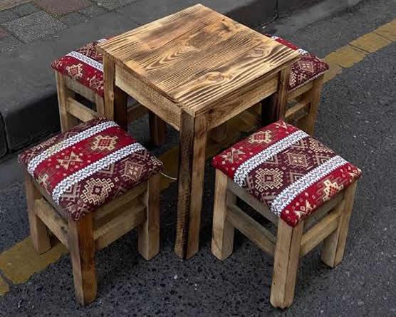 Kare Çam Masa Tabure Takımı