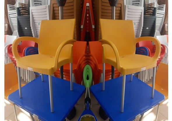 Koyu Yellow Plastic Chair Armchair Aluminum Legged