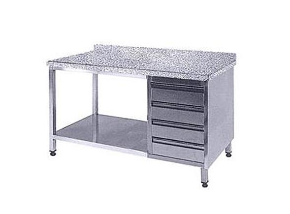 Mermer Tablalı Tezgah Blok Çekmeceli Taban Raflı