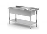 Paslanmaz Çelik Tek Evyeli Çalışma Tezgahı Taban Raflı 100x60x85cm - Thumbnail 2