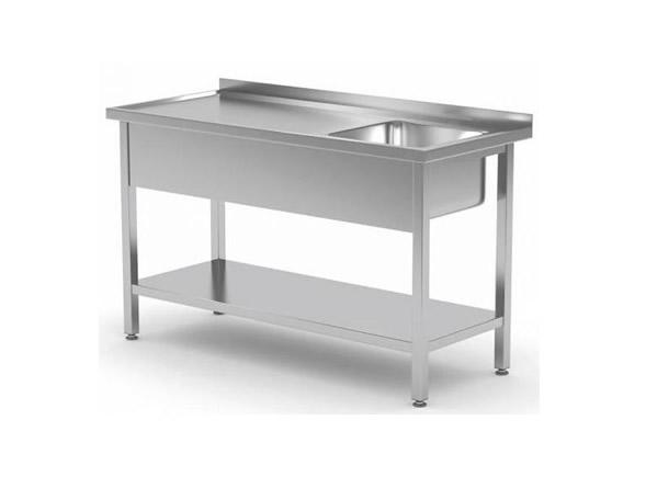 Paslanmaz Çelik Tek Evyeli Çalışma Tezgahı Taban Raflı 160x60x85cm