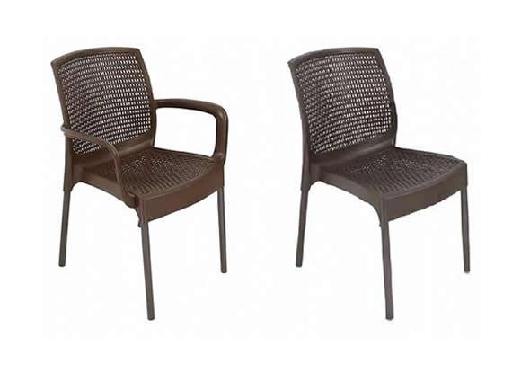 Rattan Plastik Koltuk Metal Ayak Sandalye