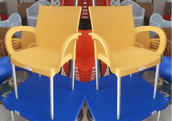 Yellow Plastic Chair Armchair Aluminum Legged