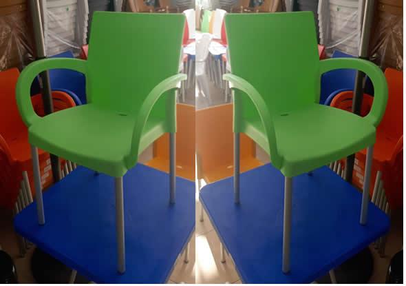 Green Plastic Chair Armchair Aluminum Legged